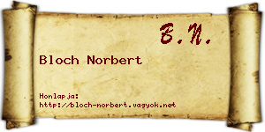 Bloch Norbert névjegykártya